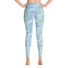 Load image into Gallery viewer, Aqua tie dye high waisted yoga tights