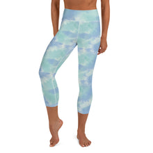 Load image into Gallery viewer, Aqua cropped yoga leggings for women