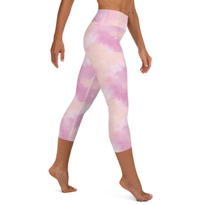 Pink Tie Dye High waisted capri yoga leggings
