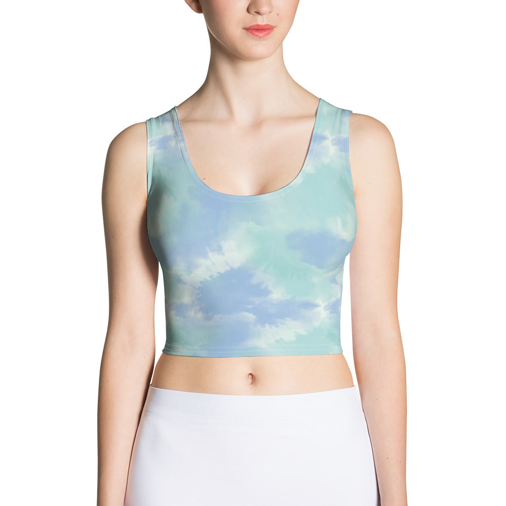 Aqua Tie Dye Fitted Crop Top