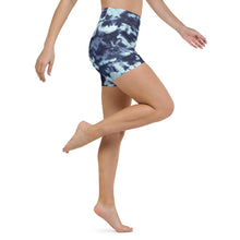 Load image into Gallery viewer, Blue tie dye high waisted booty shorts