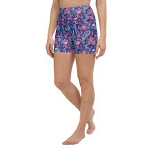Load image into Gallery viewer, Blue Paisley High Waisted Shorts for women