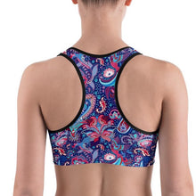 Load image into Gallery viewer, Blue Paisley Sports bra