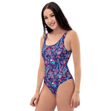 Load image into Gallery viewer, Blue one piece swimsuit for women