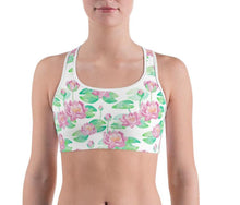 Load image into Gallery viewer, Lula Activewear White Lotus Flower Sports Bra