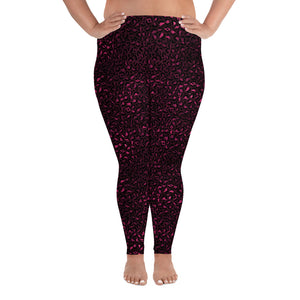 Burgundy leopard print plus size yoga leggings